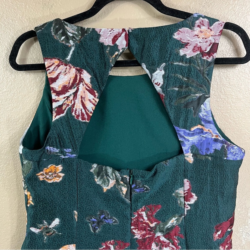 NWT Marchesa Notte Brocade Floral Green Midi Dress - Picture 7 of 10